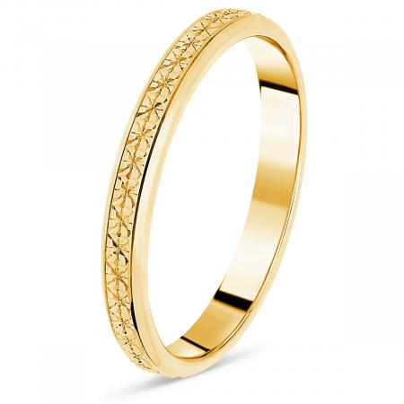Bague Alliance Jonc Ciselée - Plaqué Or 18 Carats - Taille 50 à 64 - Neuf Avec étiquettes Bijouxia