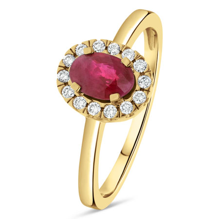 Bague De Fiançailles Diamant Et Rubis Ovale 3.95 Carats En Or 14k - Personnalisable, Neuve Sans Emballage