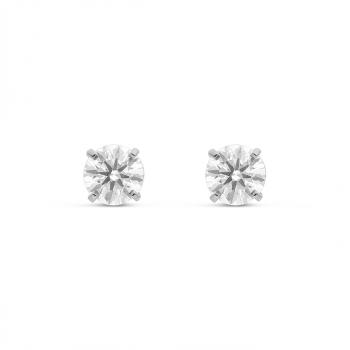 Boucles D'Oreilles Diamants 0,68 Carats - Clous En Or Blanc 18K, Diamants Ronds G/SI1