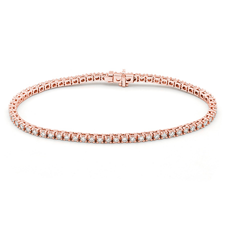 Bracelet En Or Rose 18 Carats Avec Diamant - Neuf Avec étiquettes - Modèle Chaîne